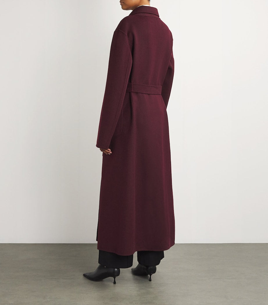 Wolk Morais Burgundy Cashmere On Set Wrap Coat