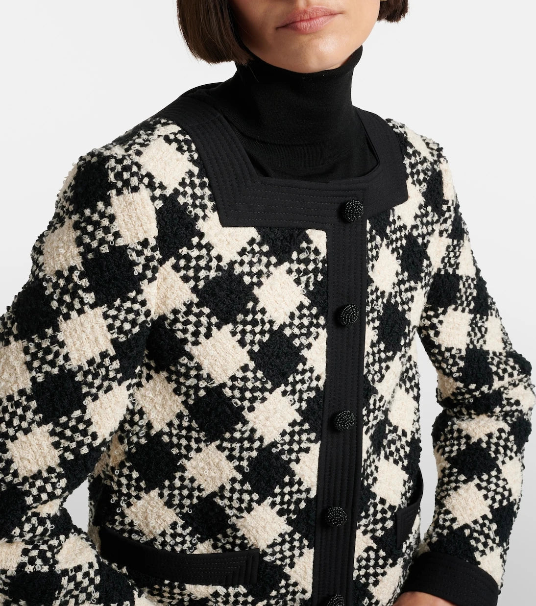 Valentino - Checked ruffled tweed jacket