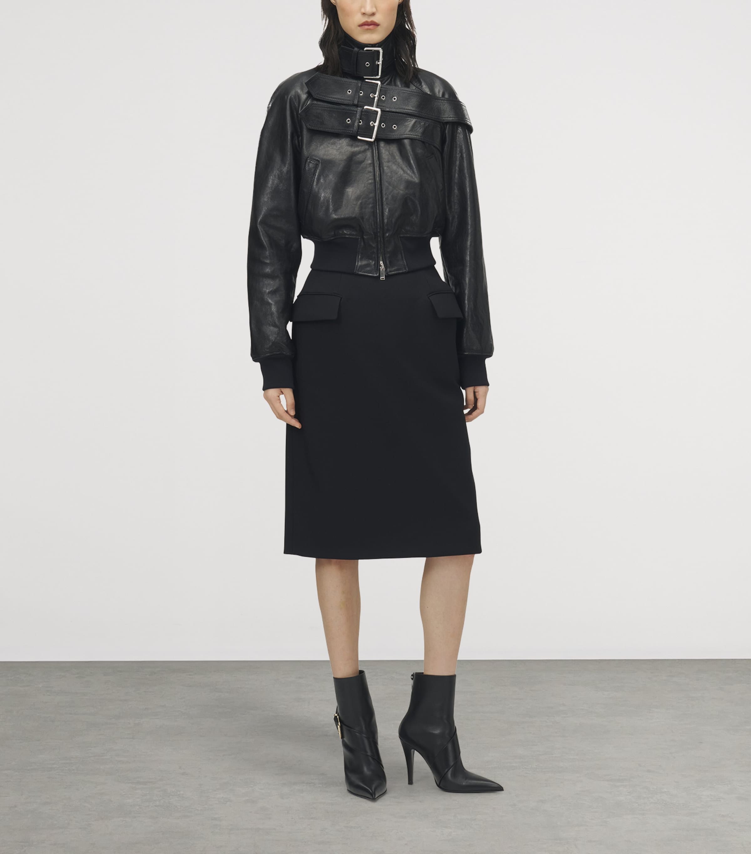 McQueen Black Leather Bomber Jacket