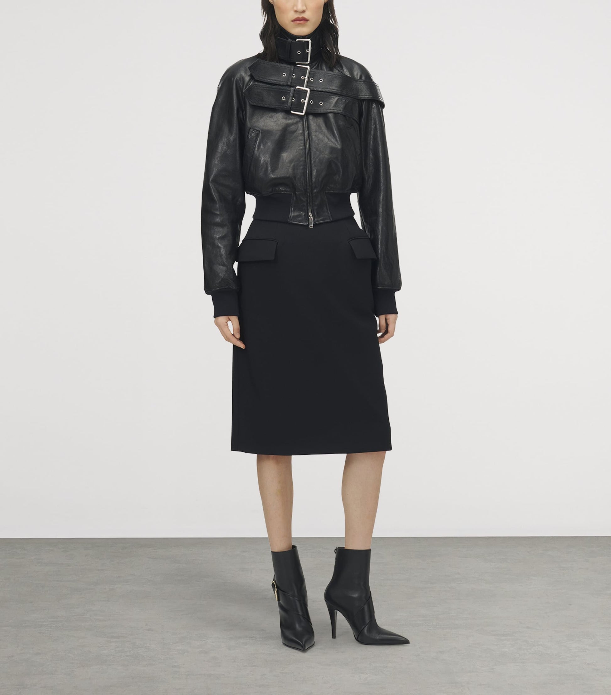 McQueen Black Leather Bomber Jacket