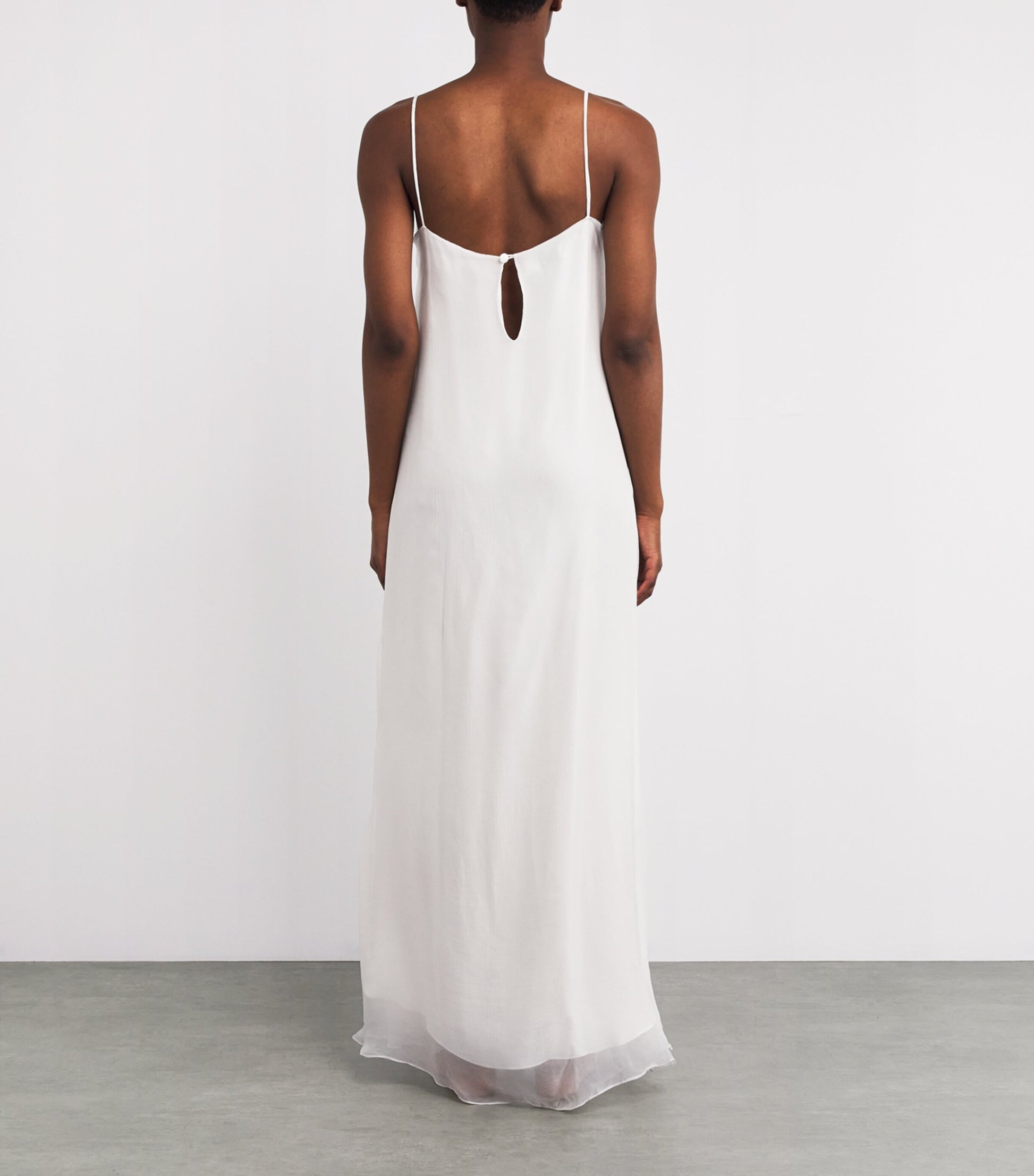 Silk Crepe Valerie Maxi Dress WHITE/WHITE