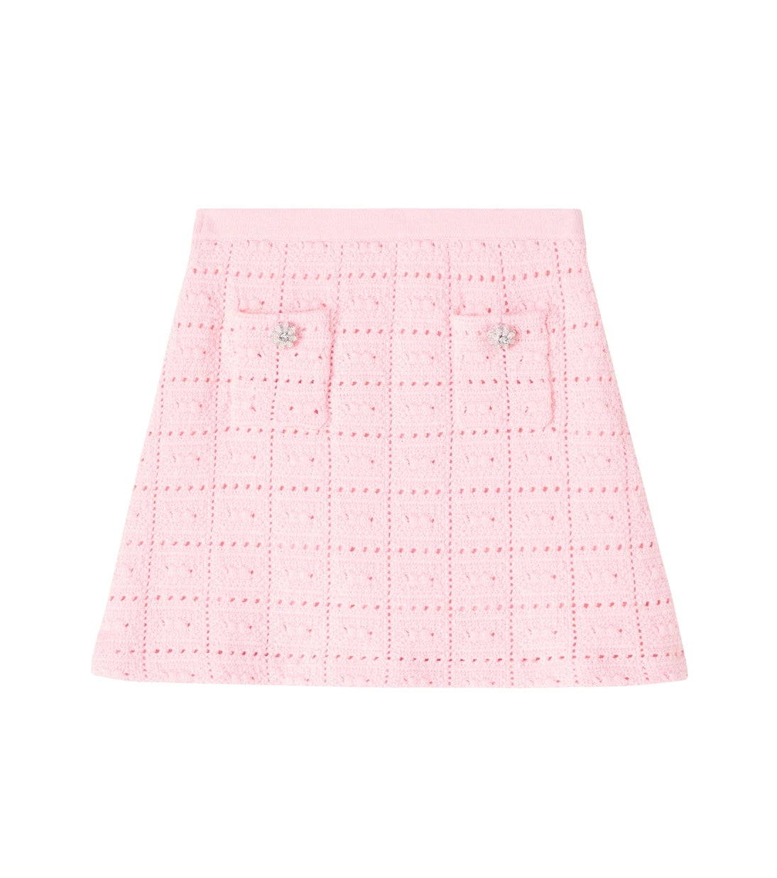 Self-Portrait Kids - Knitted cotton-blend skirt