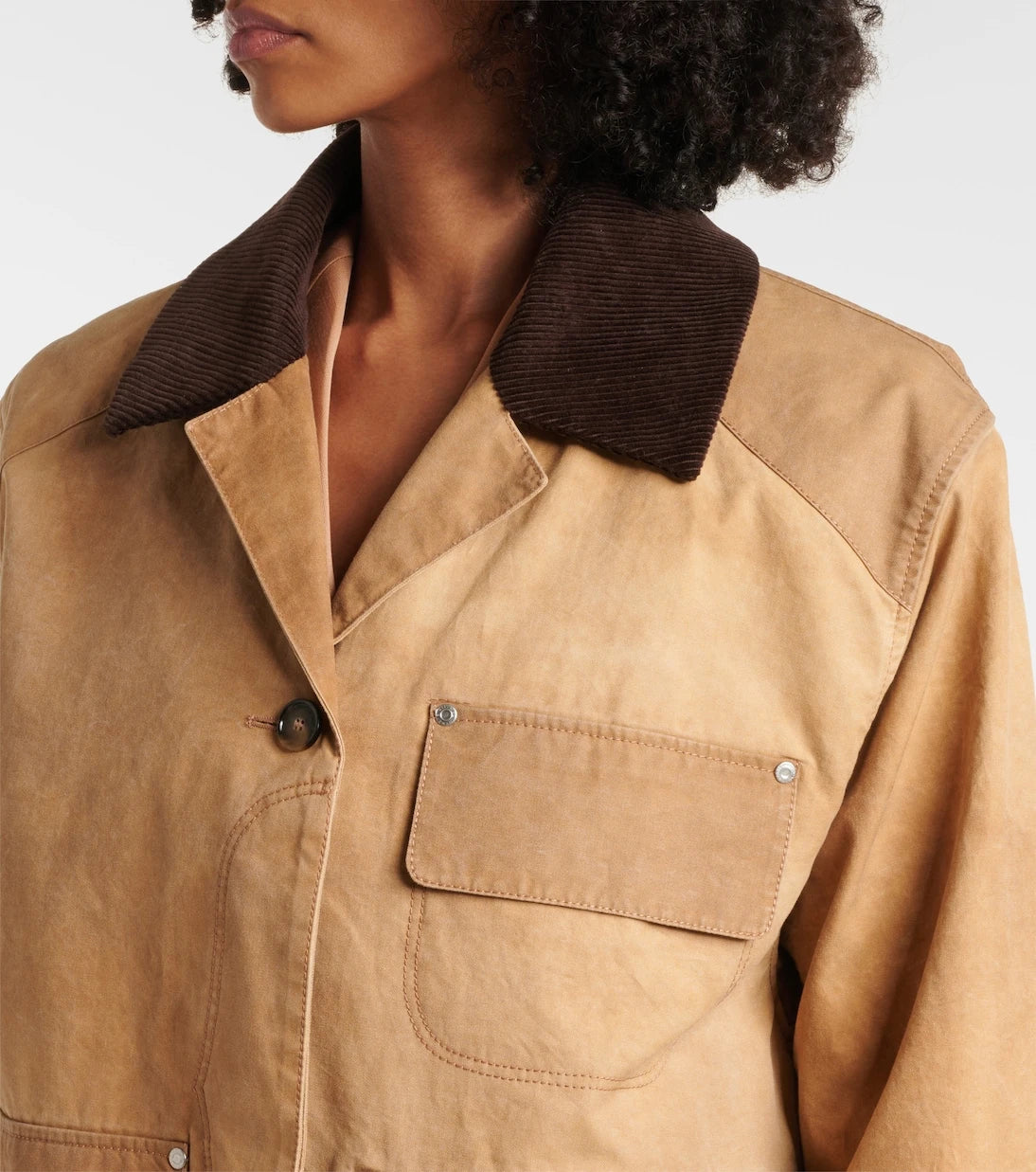Stella McCartney - Corduroy-trimmed cotton field jacket