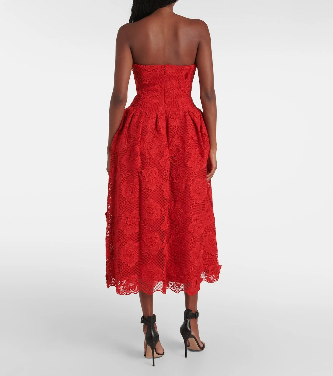 Self-Portrait - Strapless lace midi dress