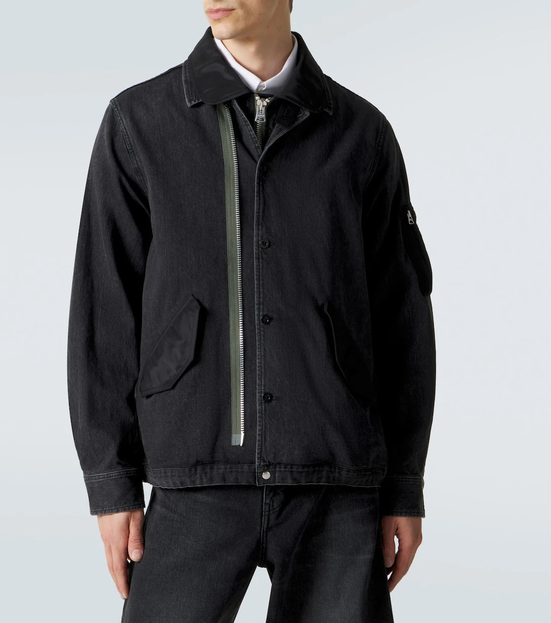 Sacai - Twill-trimmed denim blouson jacket