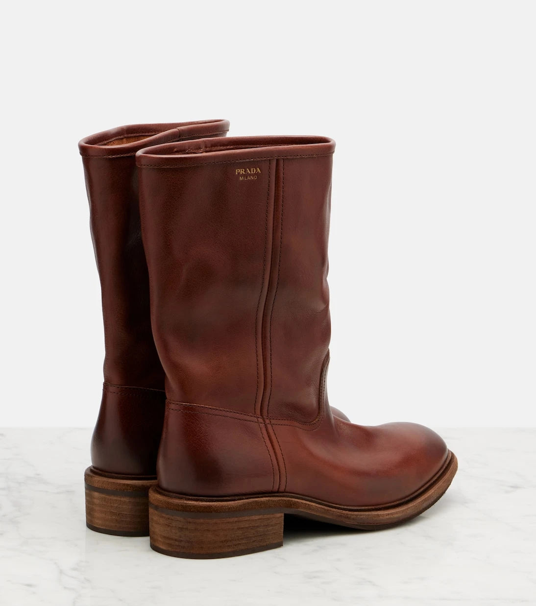 Prada - Leather mid-calf boots