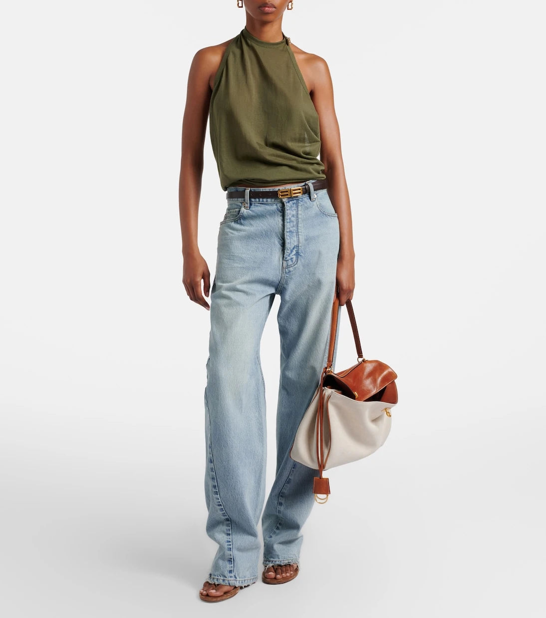 Balenciaga - Rodeo Medium leather-trimmed canvas top-handle bag
