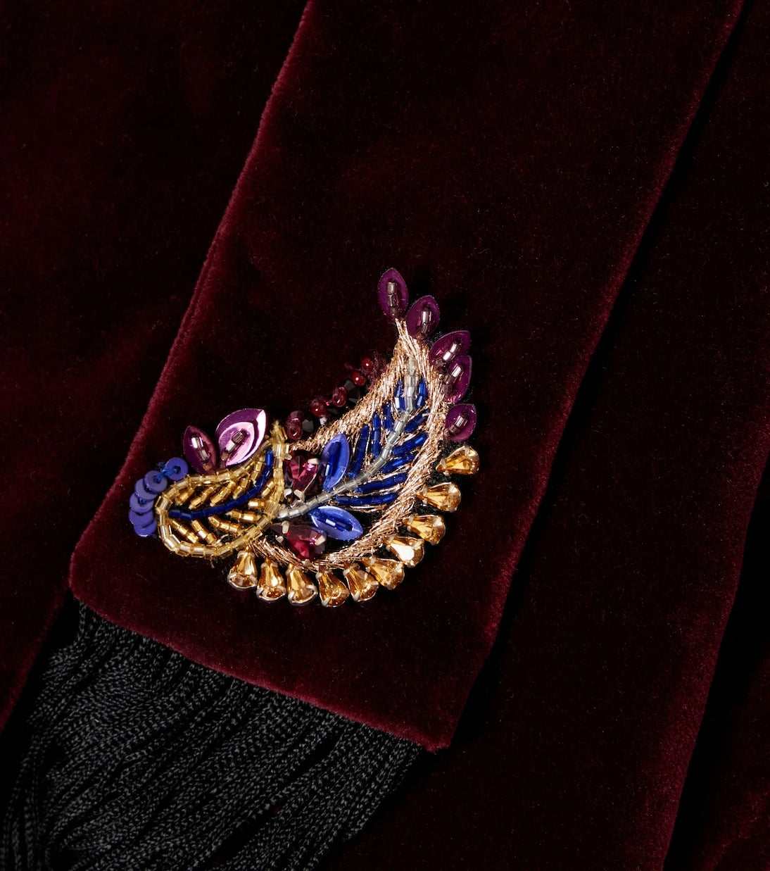 Etro - وشاح قطني مخملي مزخرف بنقشة البيزلي