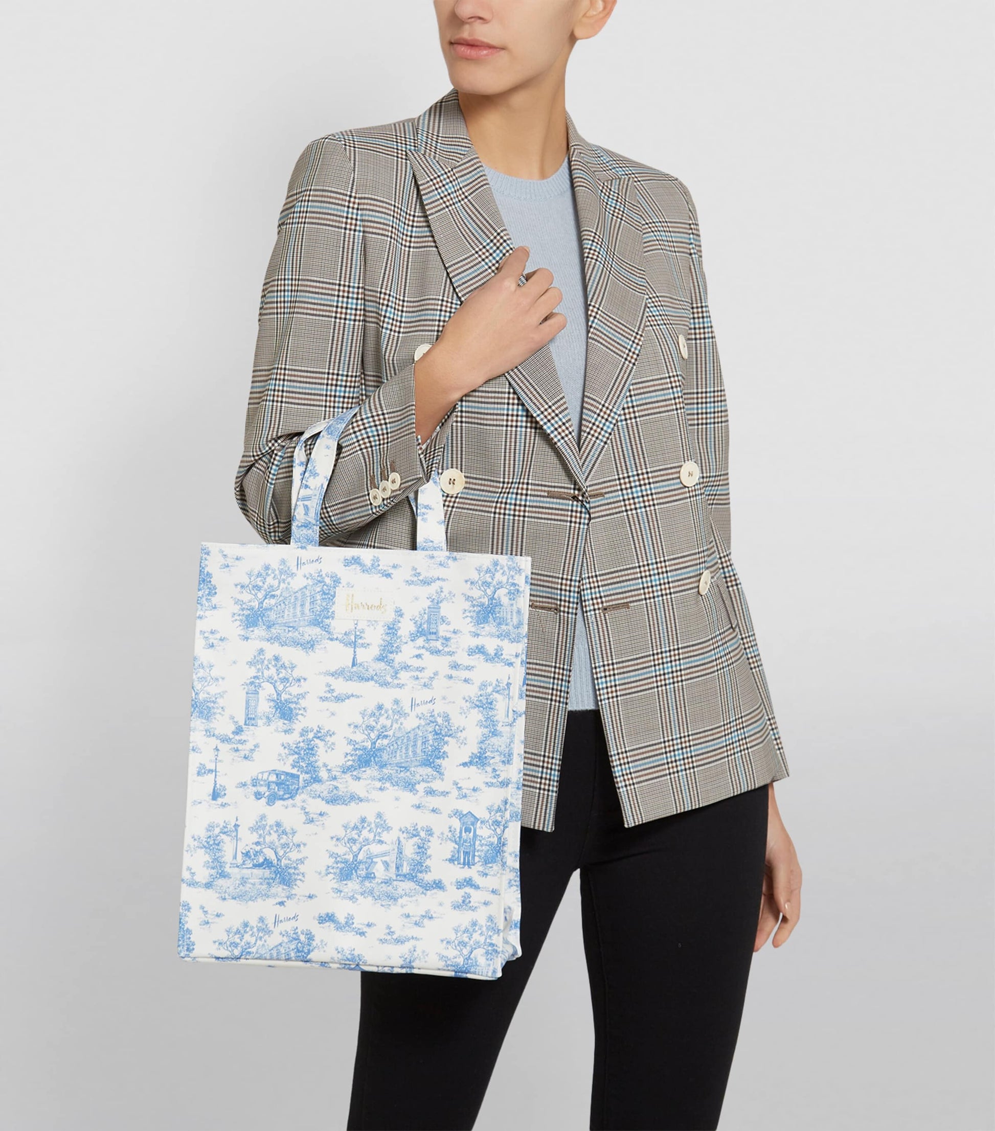 Blue Medium Toile Shopper Bag