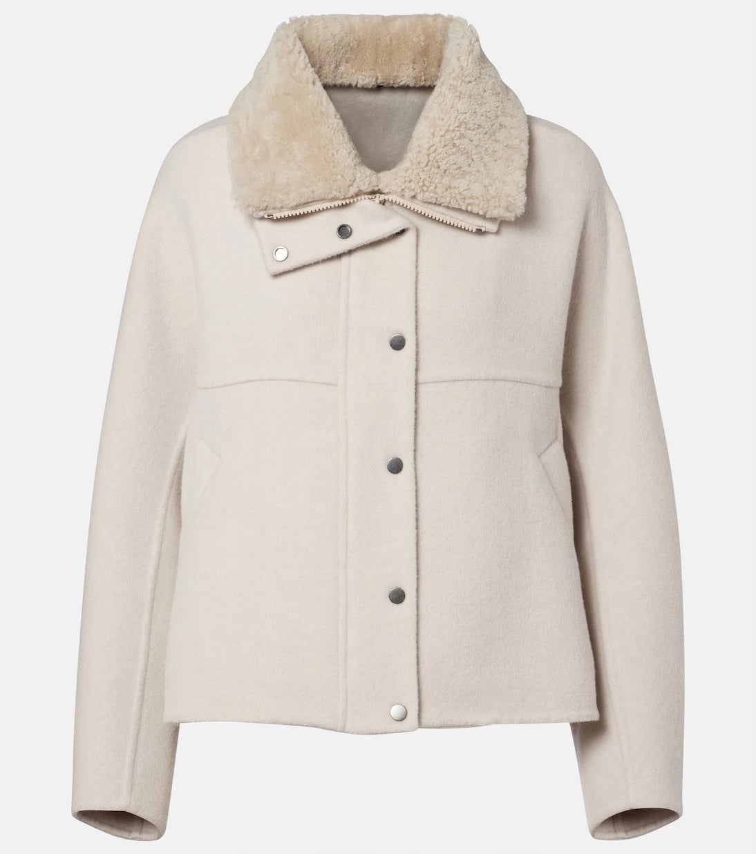 Brunello Cucinelli - Shearling-trimmed wool and cashmere jacket