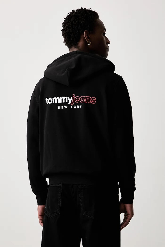 Tommy Jeans fermuarlı kapüşonlu erkek pamuklu sweatshirt