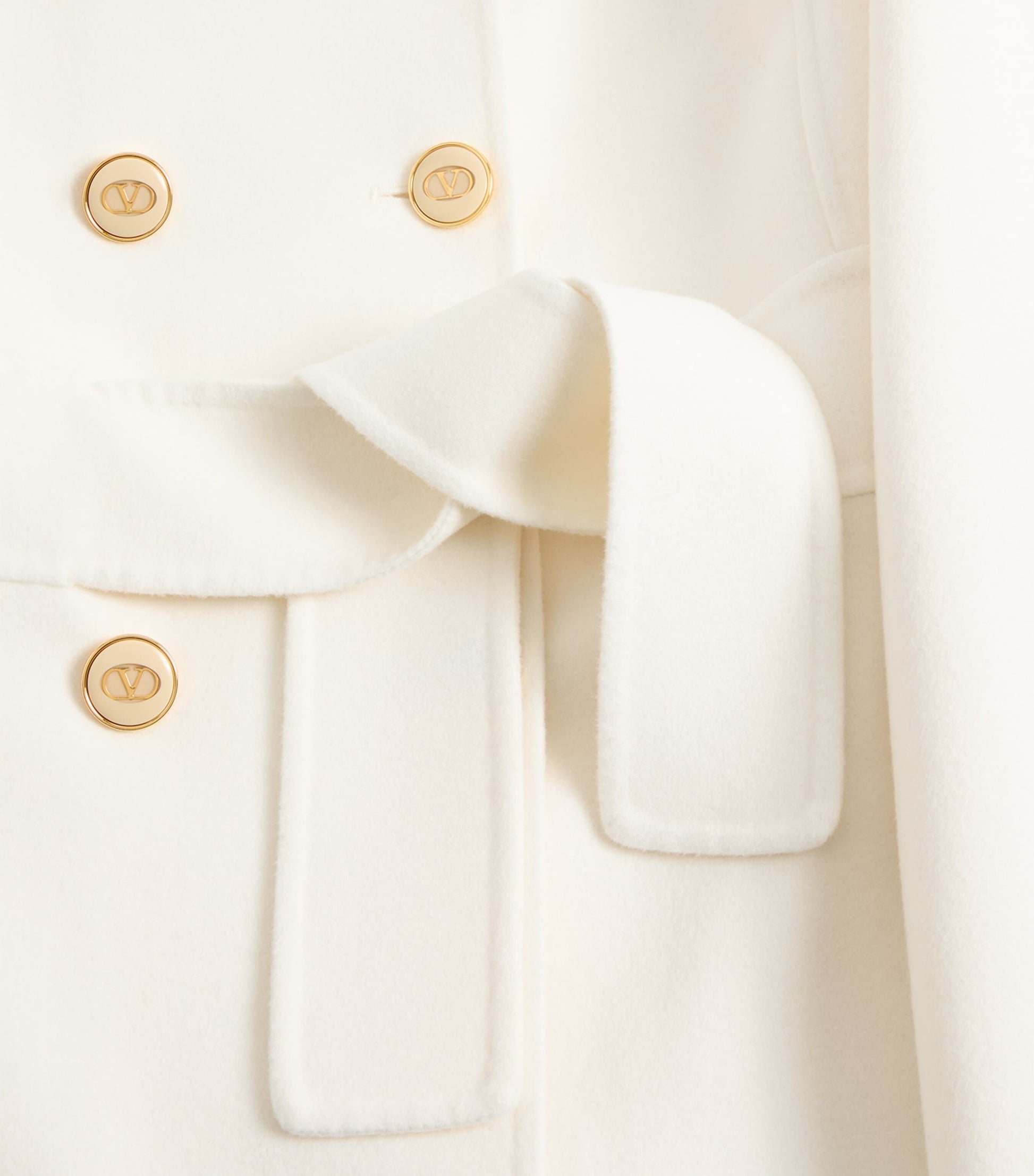 Valentino Ivory Wool-Cashmere Double-Breasted Overcoat