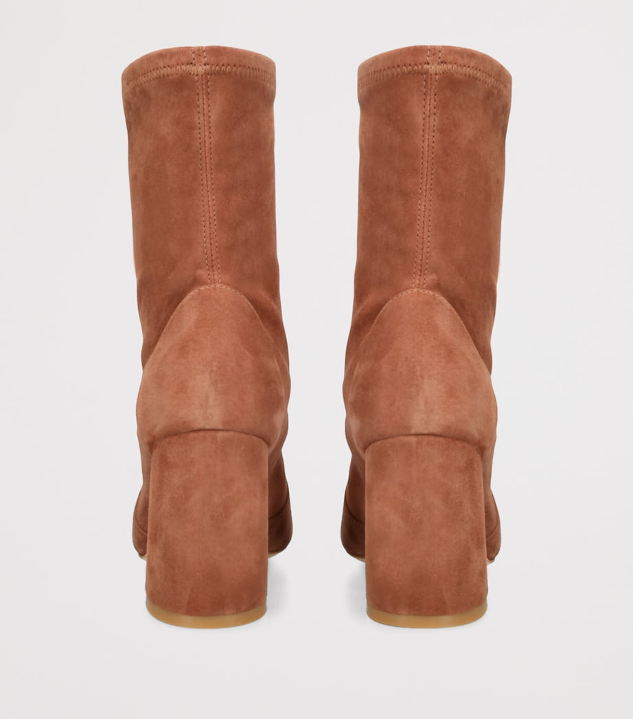 Stuart Weitzman Brown Stretch-Suede Flareblock Ankle Boots 85