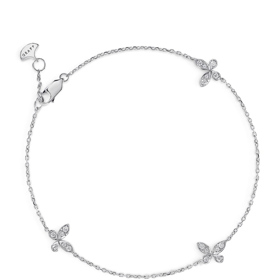 Small White Gold and Diamond Butterfly Bracelet