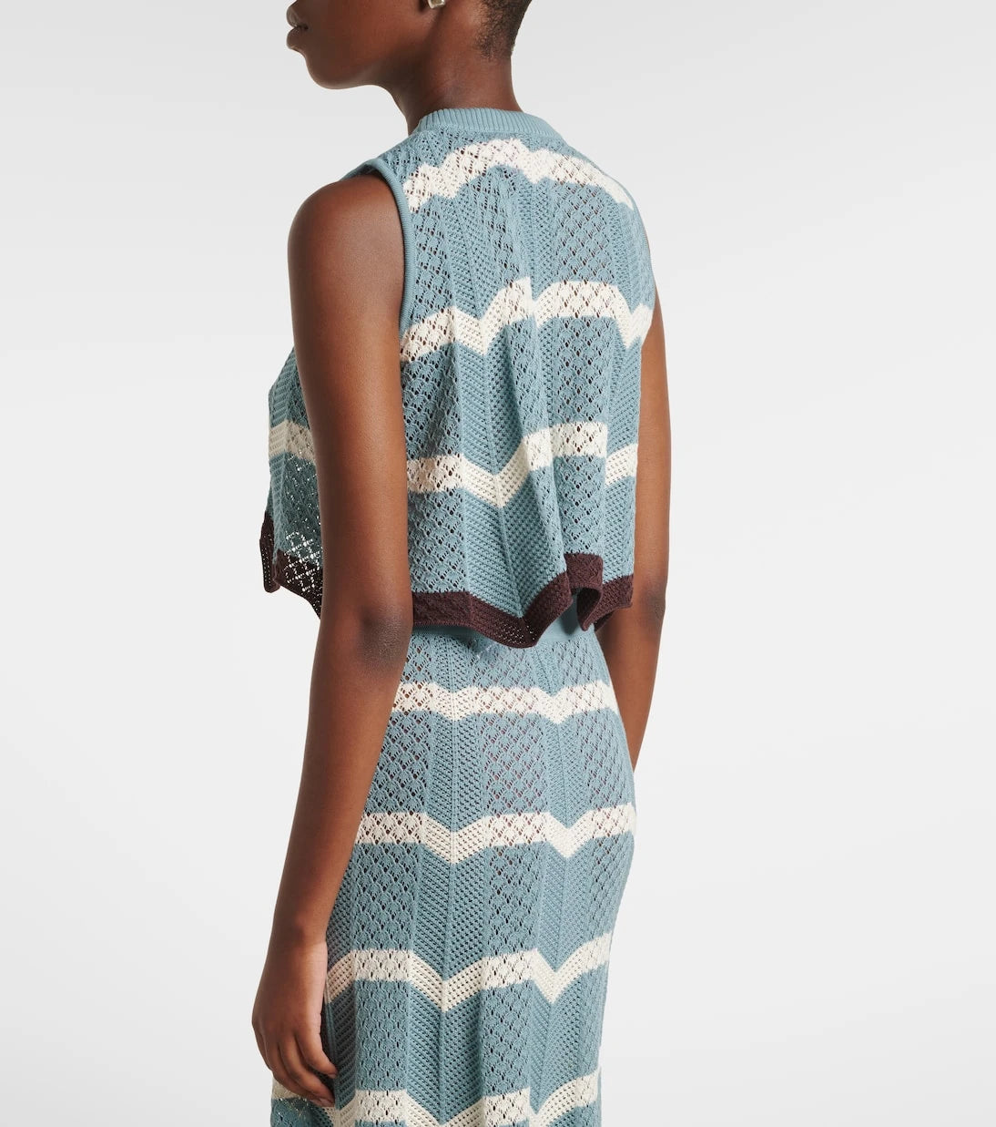 La DoubleJ - Chevron crochet cotton crop top