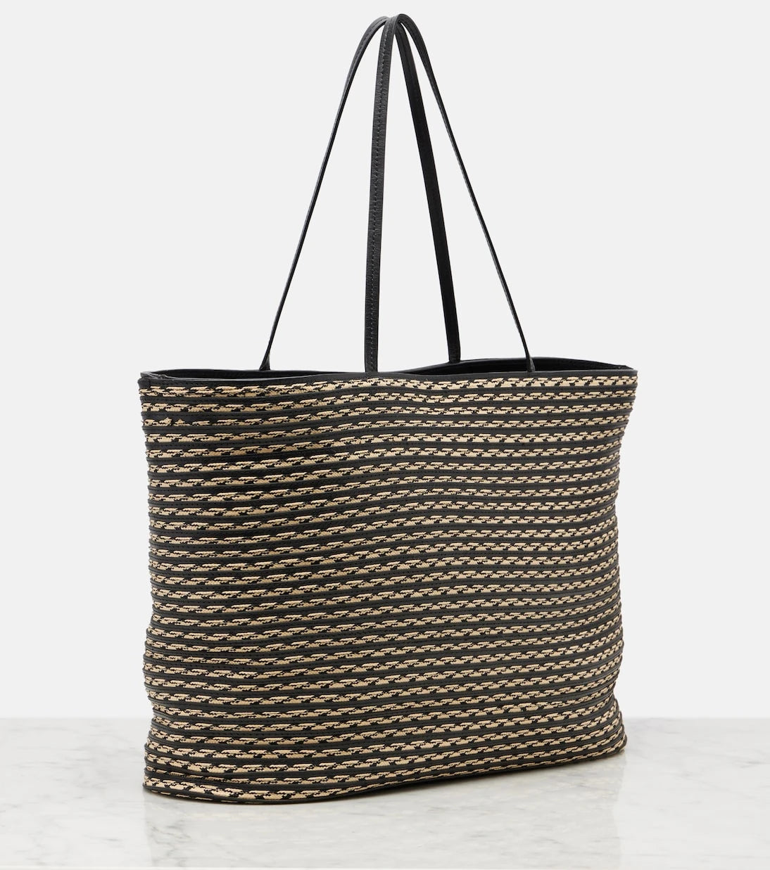 The Row - Beau Large leather-trimmed raffia tote bag