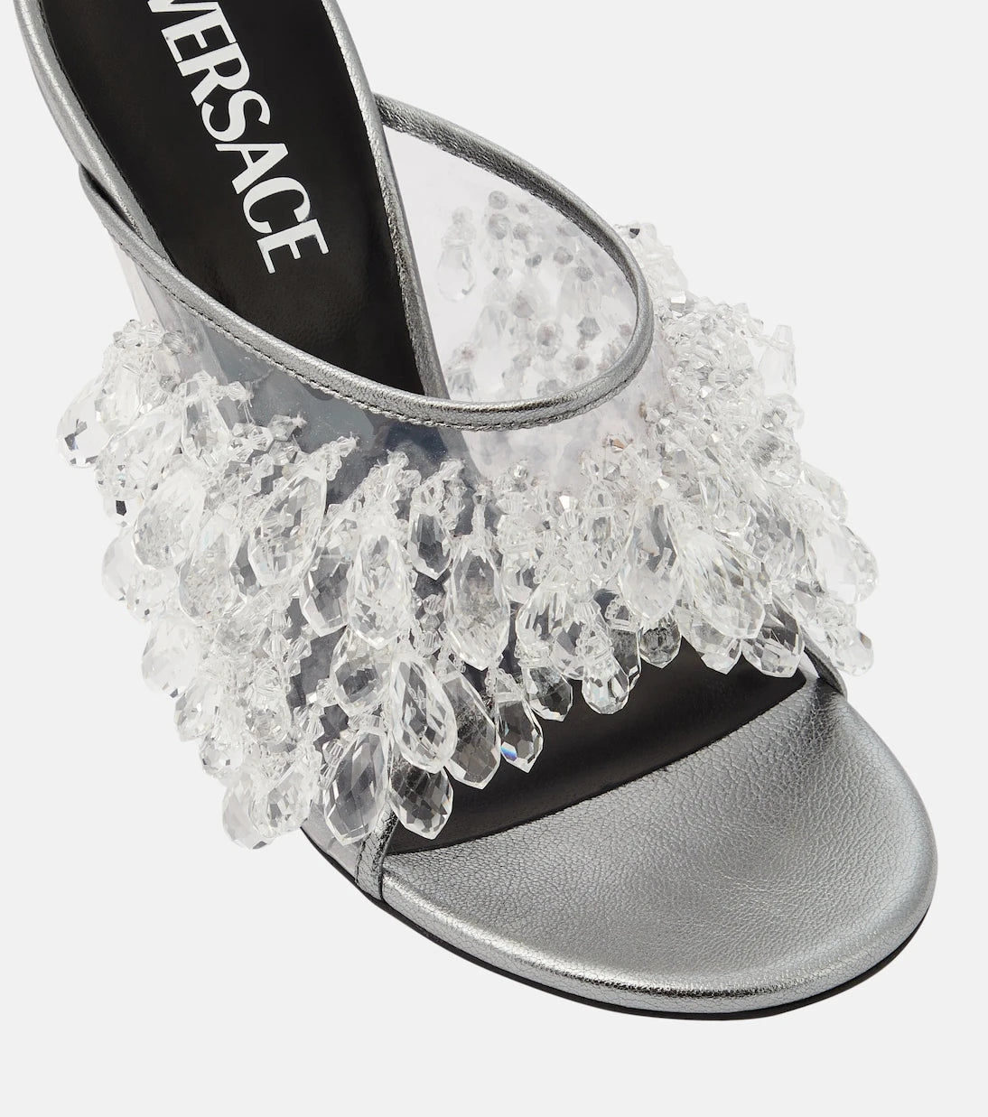 Versace - Embellished PVC mules