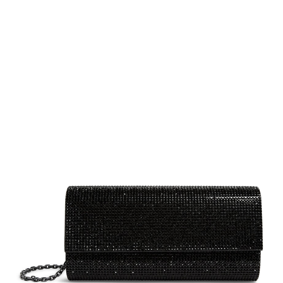 Satin Crystal-Embellished Perry Clutch Bag