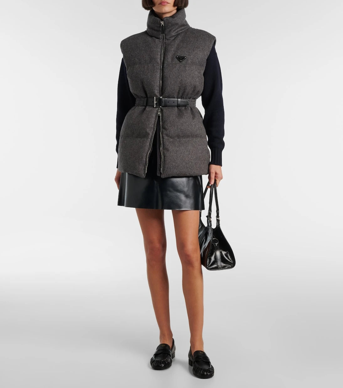 Prada - Belted virgin wool down vest