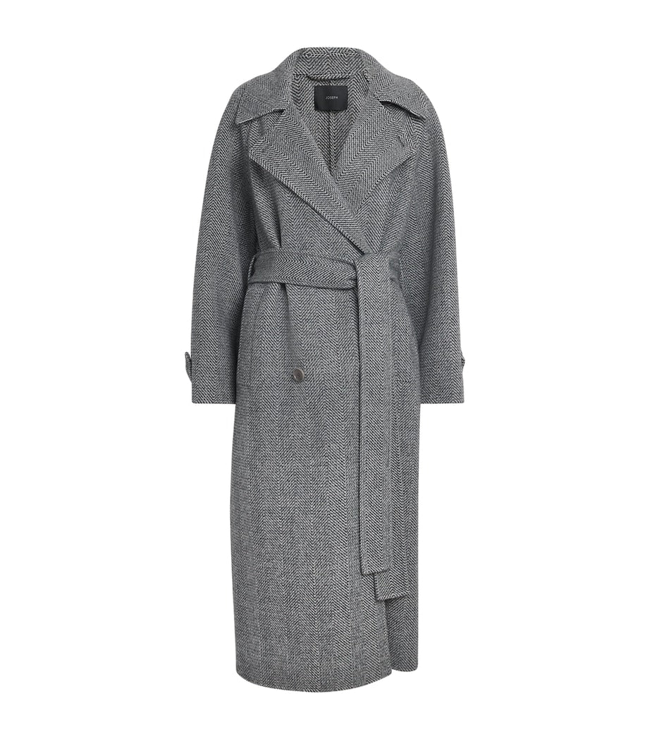 Joseph Multi Virgin Wool Herringbone Navarre Linear Coat