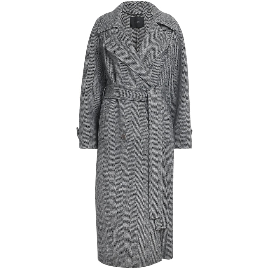 Joseph Multi Virgin Wool Herringbone Navarre Linear Coat