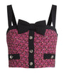 Alessandra Rich Pink Tweed Embellished Crop Top