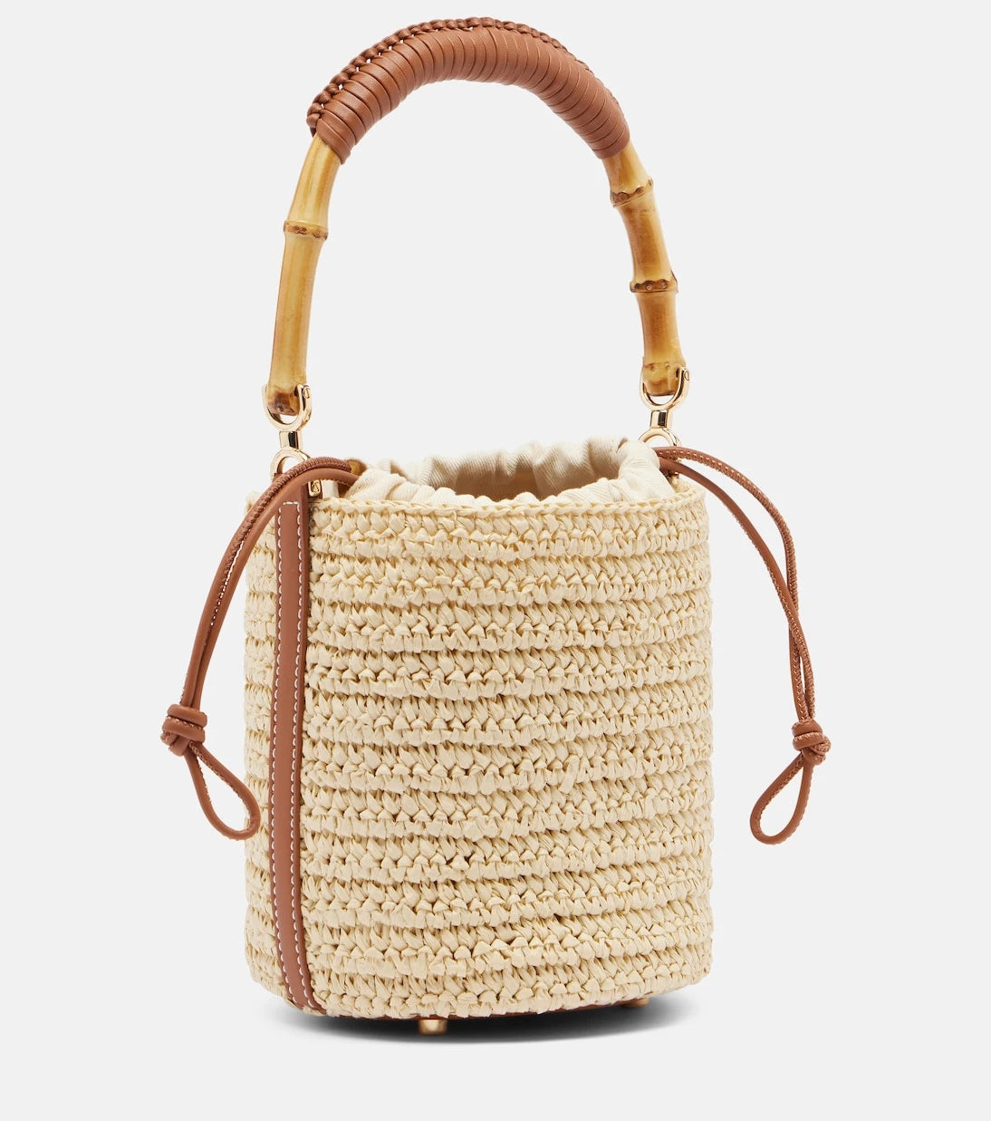 Self-Portrait - Small raffia bucket bag