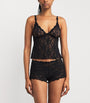 Skims Black Stretch Lace Triangle Camisole and Shorts Set