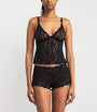 Skims Black Stretch Lace Triangle Camisole and Shorts Set