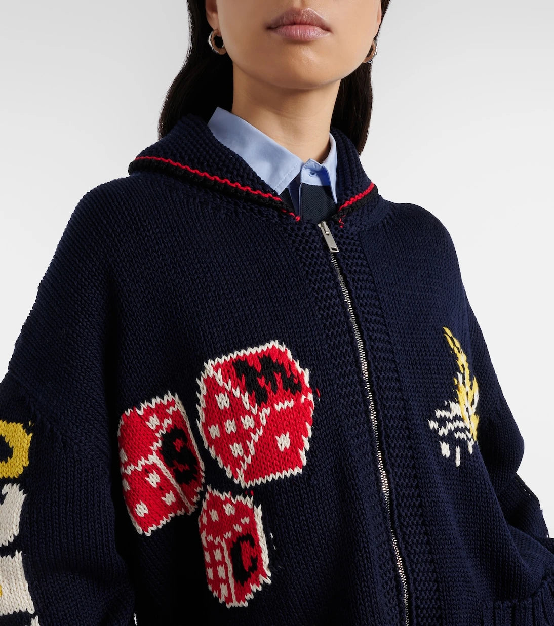 Stella McCartney - Intarsia cotton zip-up cardigan