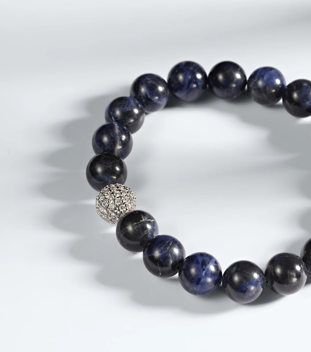 Sydney Evan - 14kt white gold beaded bracelet with diamonds