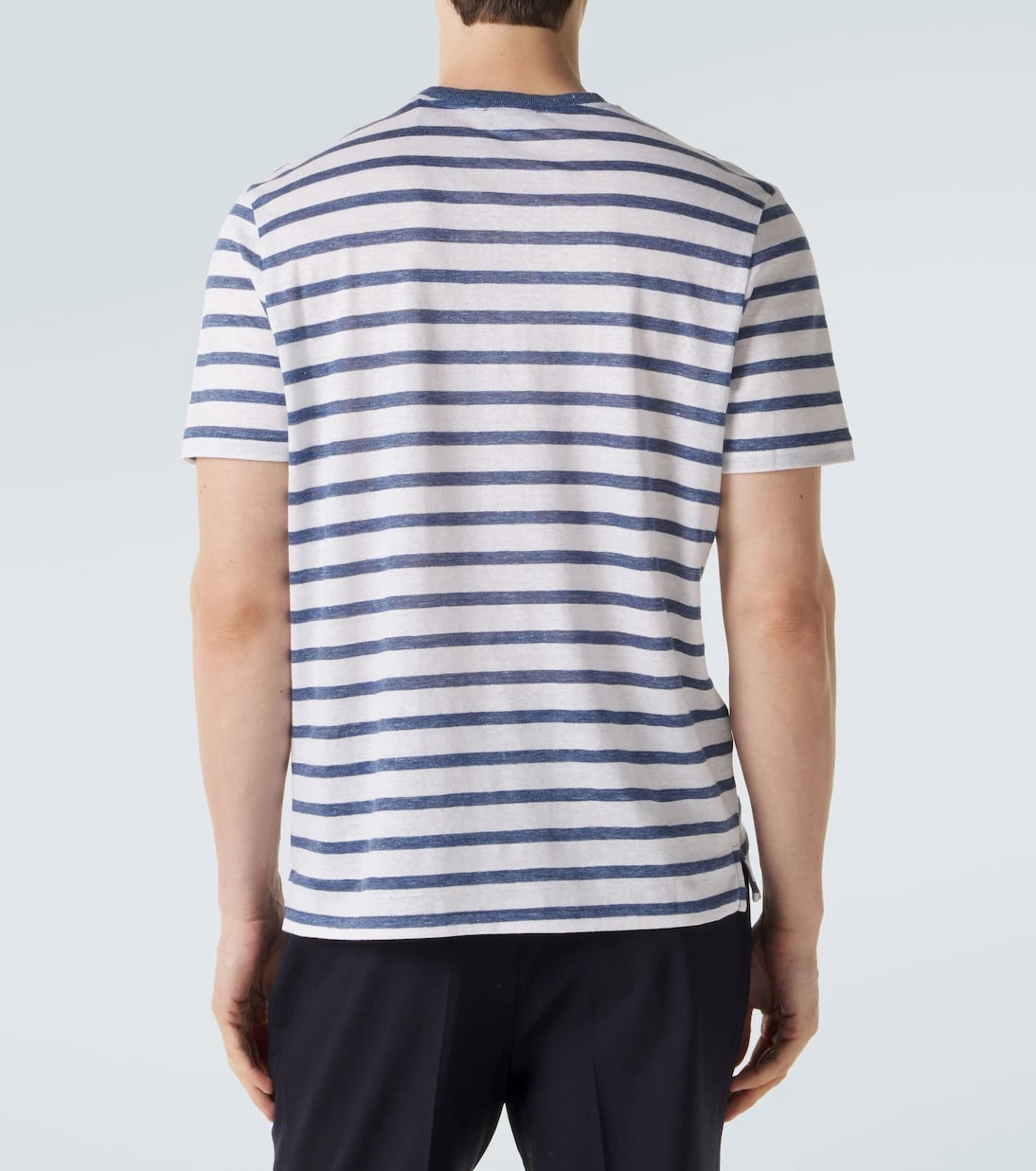 Dunhill - Striped linen and cotton T-shirt