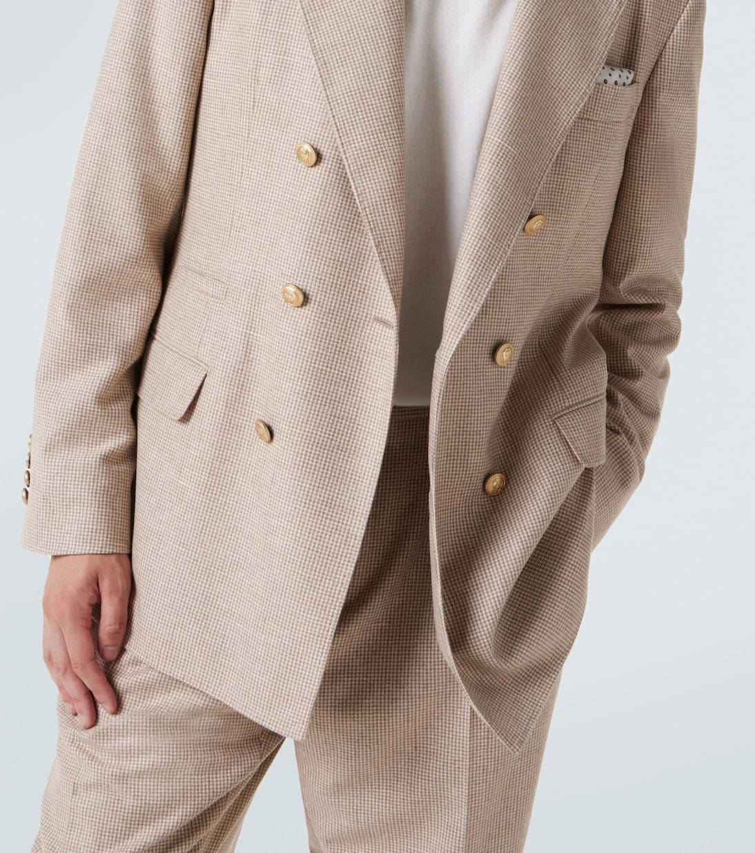 Brunello Cucinelli - Houndstooth cashmere and silk suit jacket