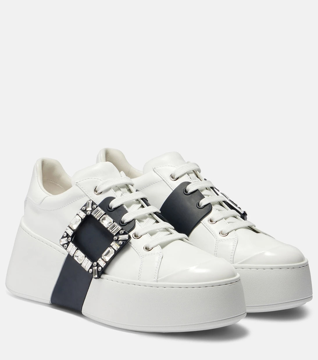 Roger Vivier - حذاء سنيكرز Viv Skate من الجلد بمنصة