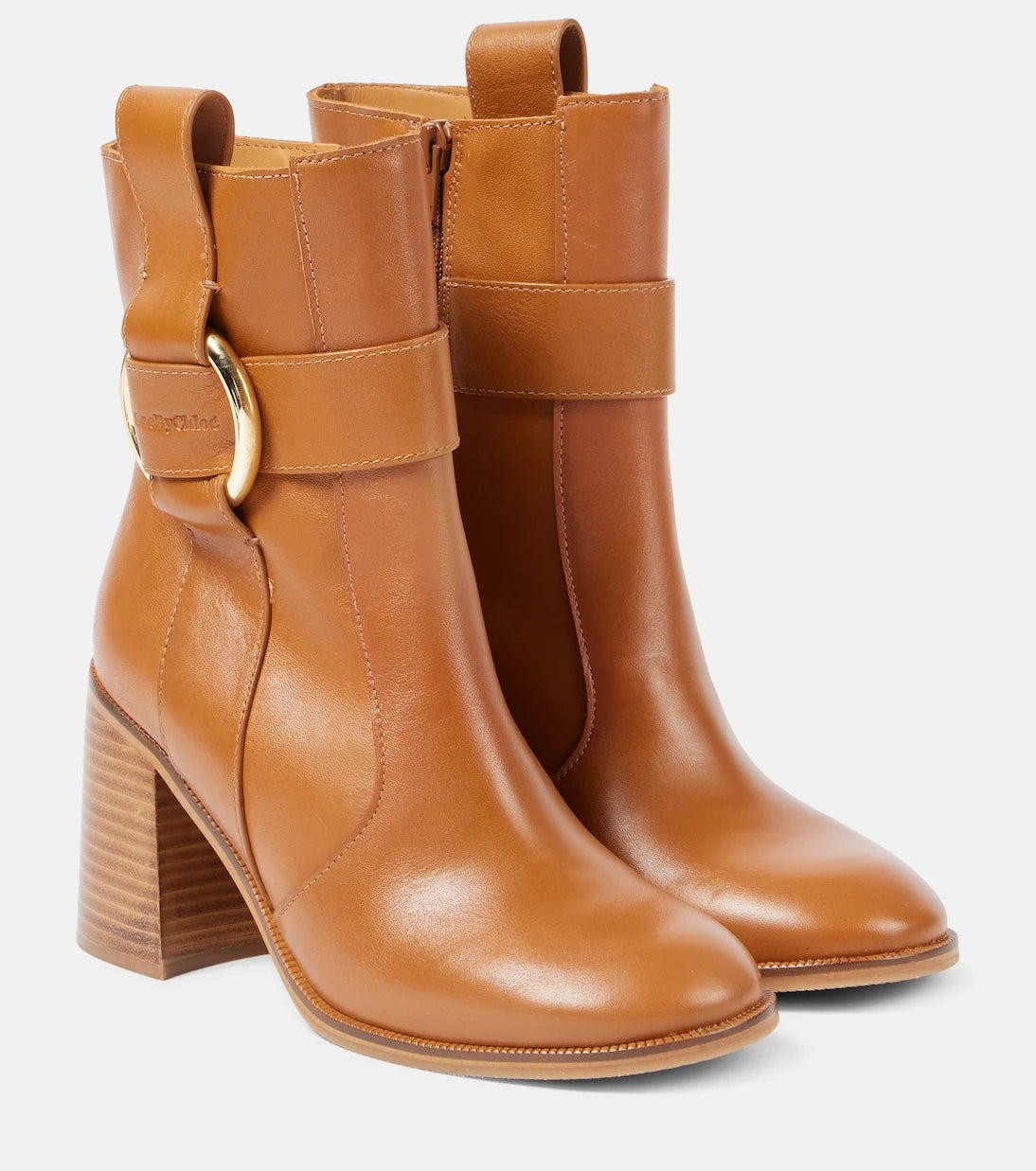 See By Chloé - جزمة الكاحل الجديدة 80 جلدية