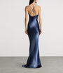 Blue Satin Maxi Dress