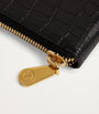 Black Croc-Embossed Leather Long Wallet