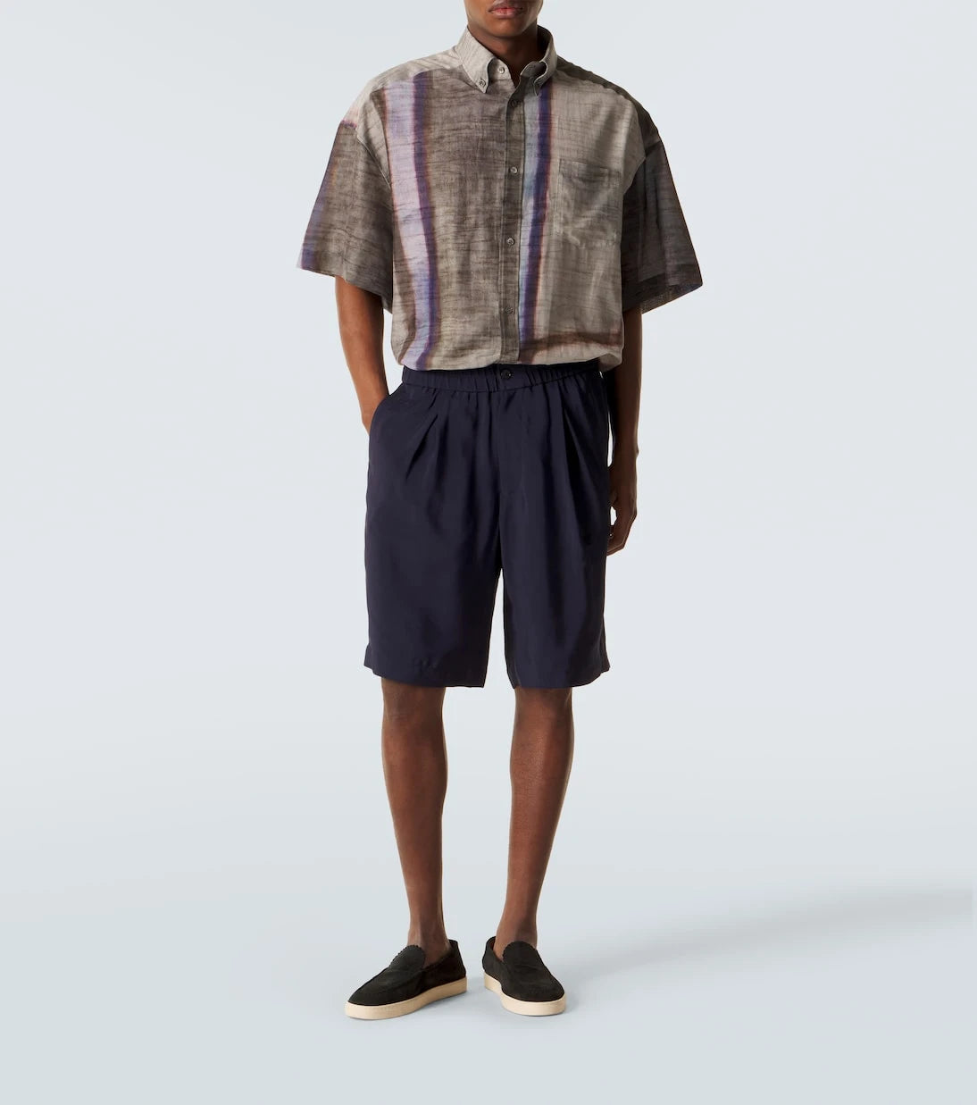 Giorgio Armani - Printed cotton and silk bowling shirt
