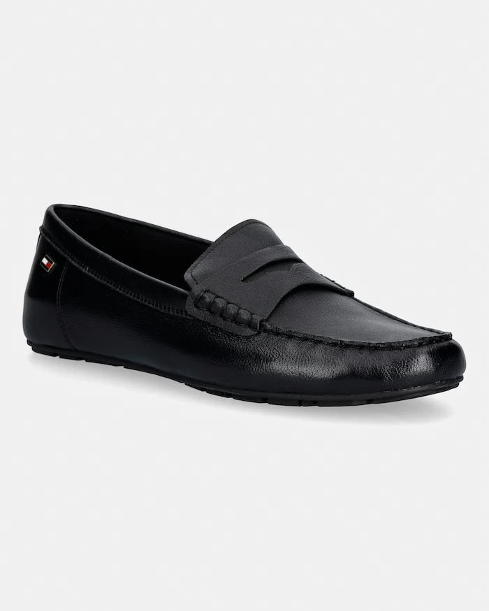 Tommy Hilfiger Kadın Deri Mokasen FLAG LEATHER DRIVER LOAFER