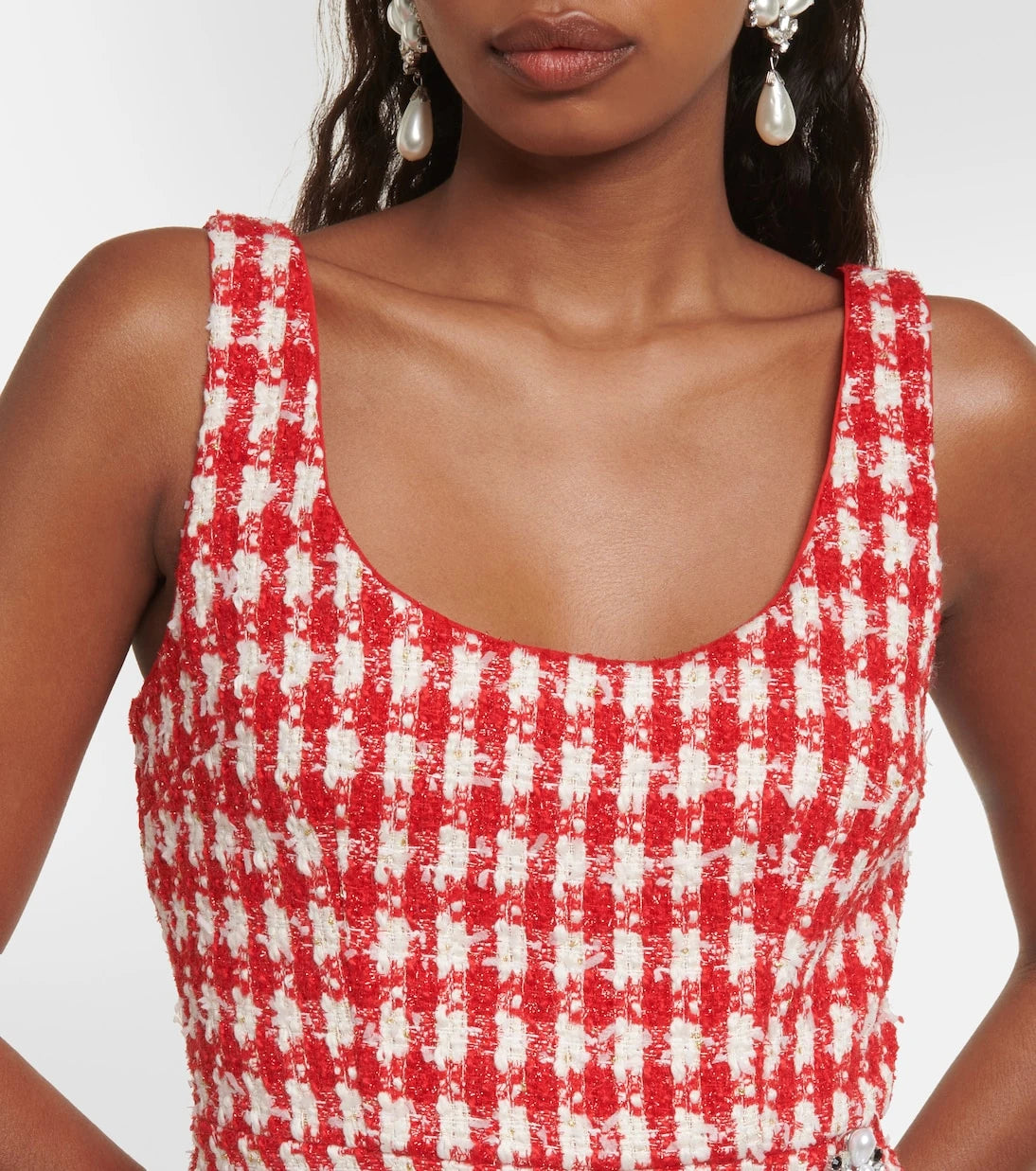 Self-Portrait - Checked bouclé minidress