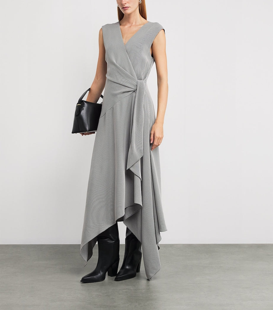 Lafayette 148 Black Houndstooth Handkerchief Midi Dress