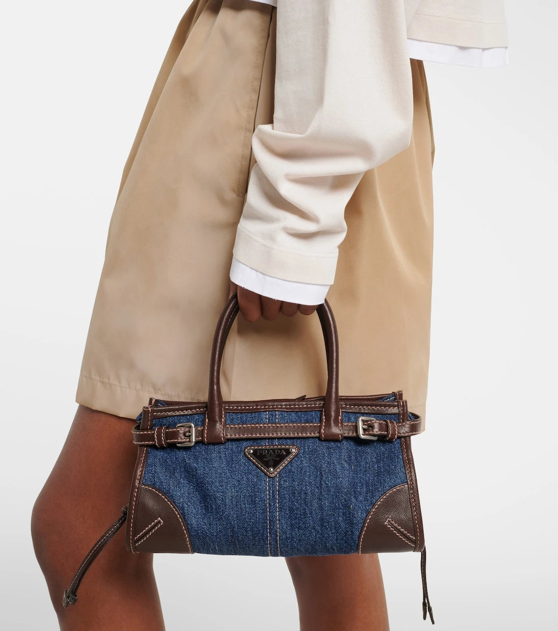 Prada - Prada Bonnie Small denim top-handle bag