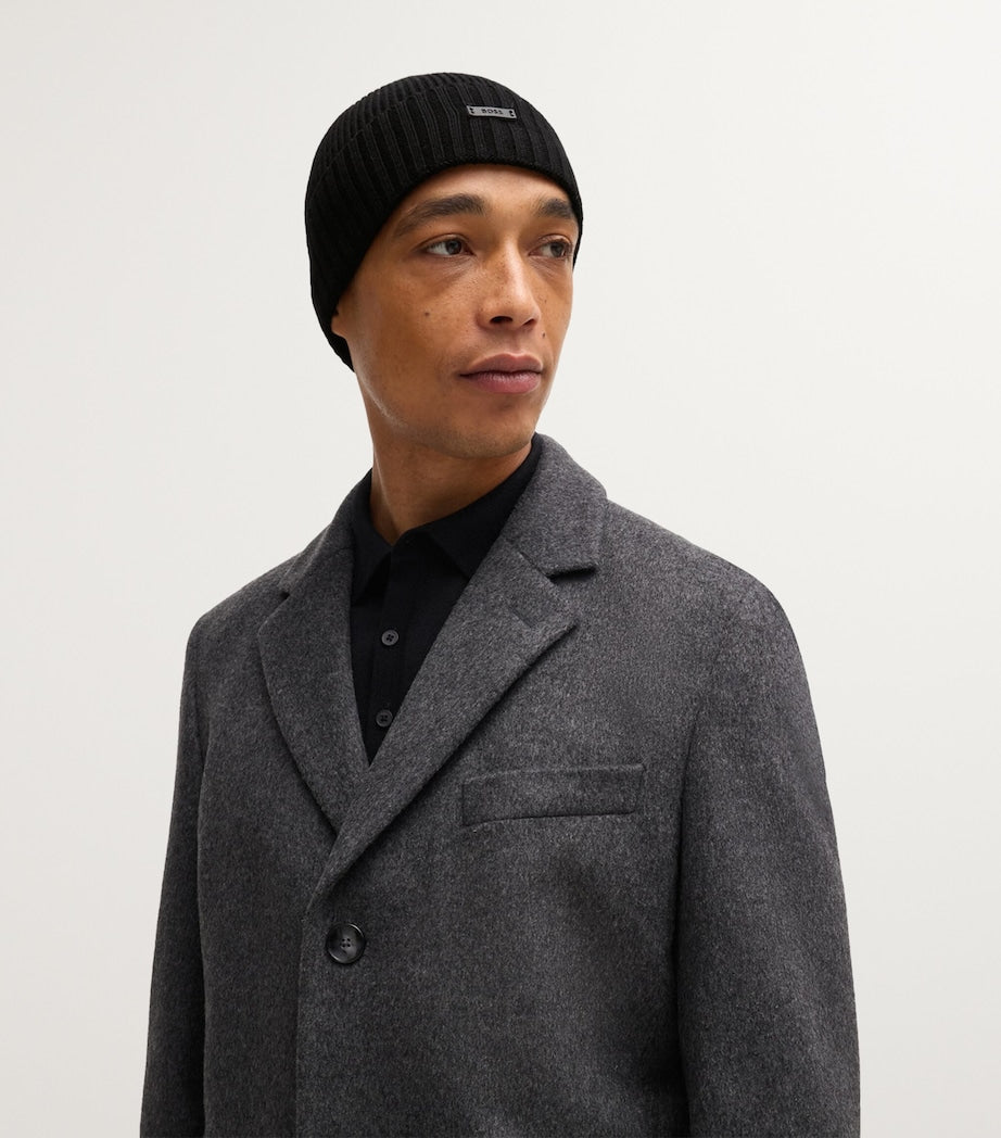 Virgin Wool Logo-Badge Beanie