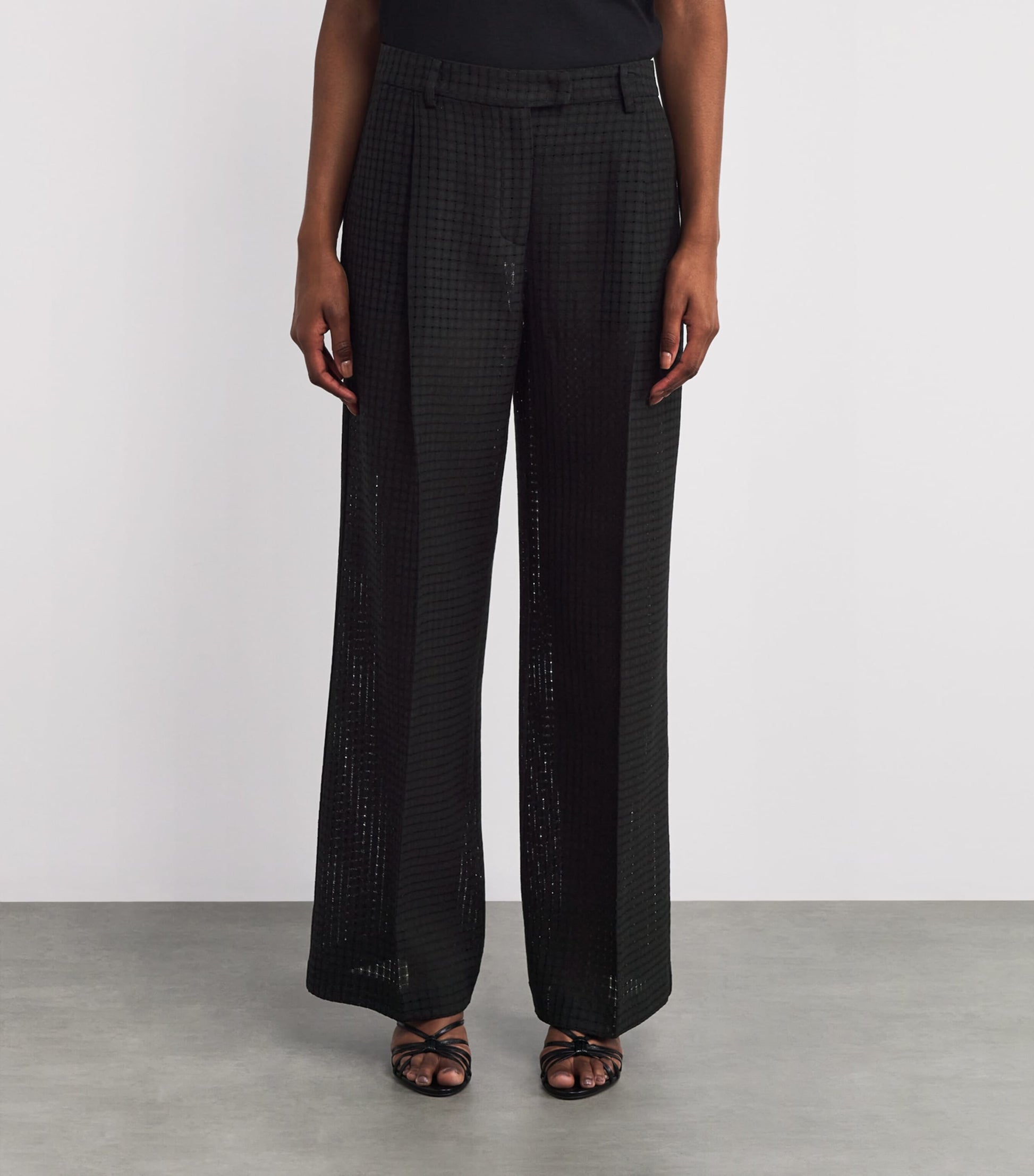 Black Crochet La Scala Trousers
