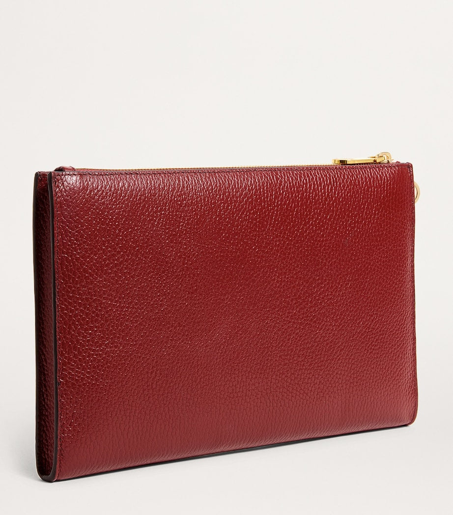 Medium Pebbled Leather Pouch BURGUNDY