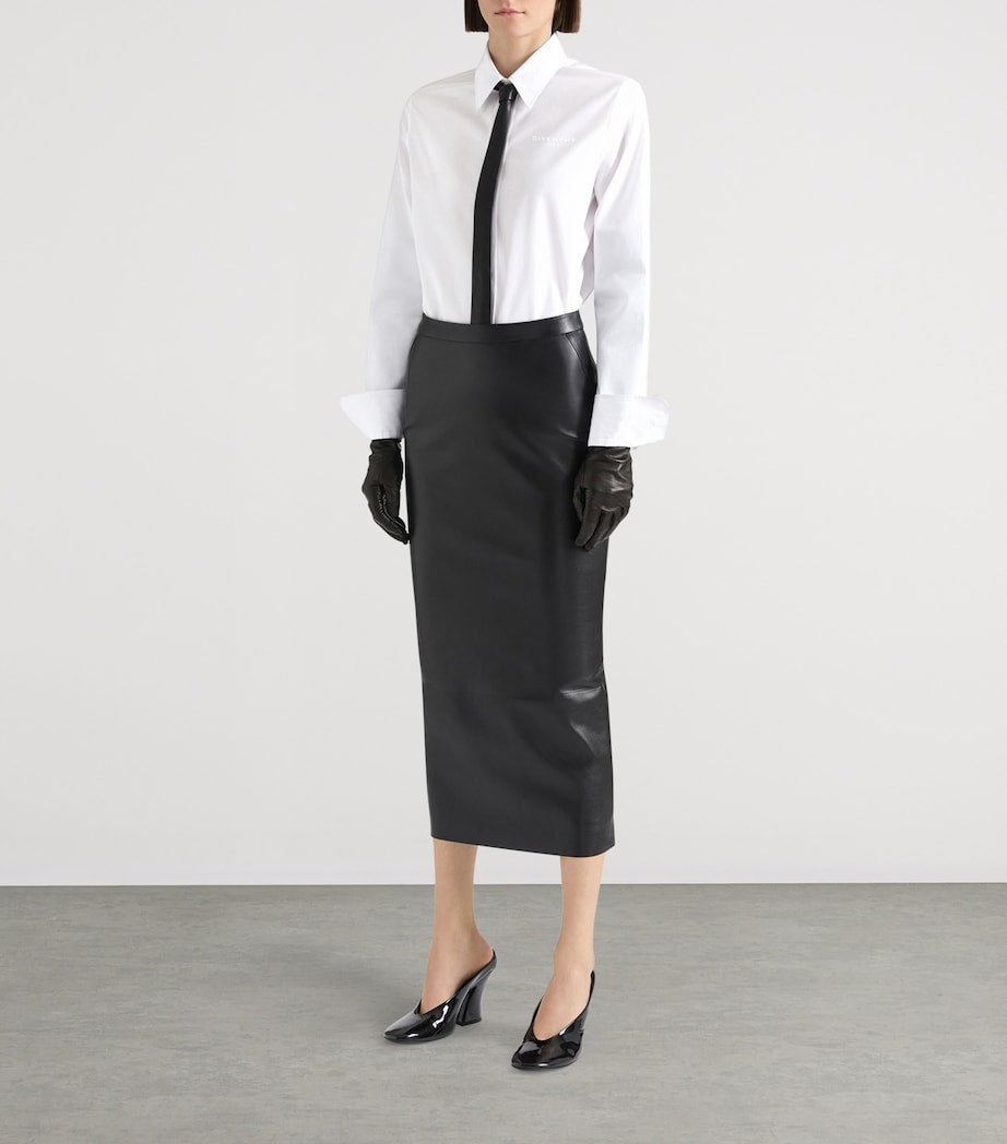 Givenchy Black Leather Low-Waist Midi Skirt