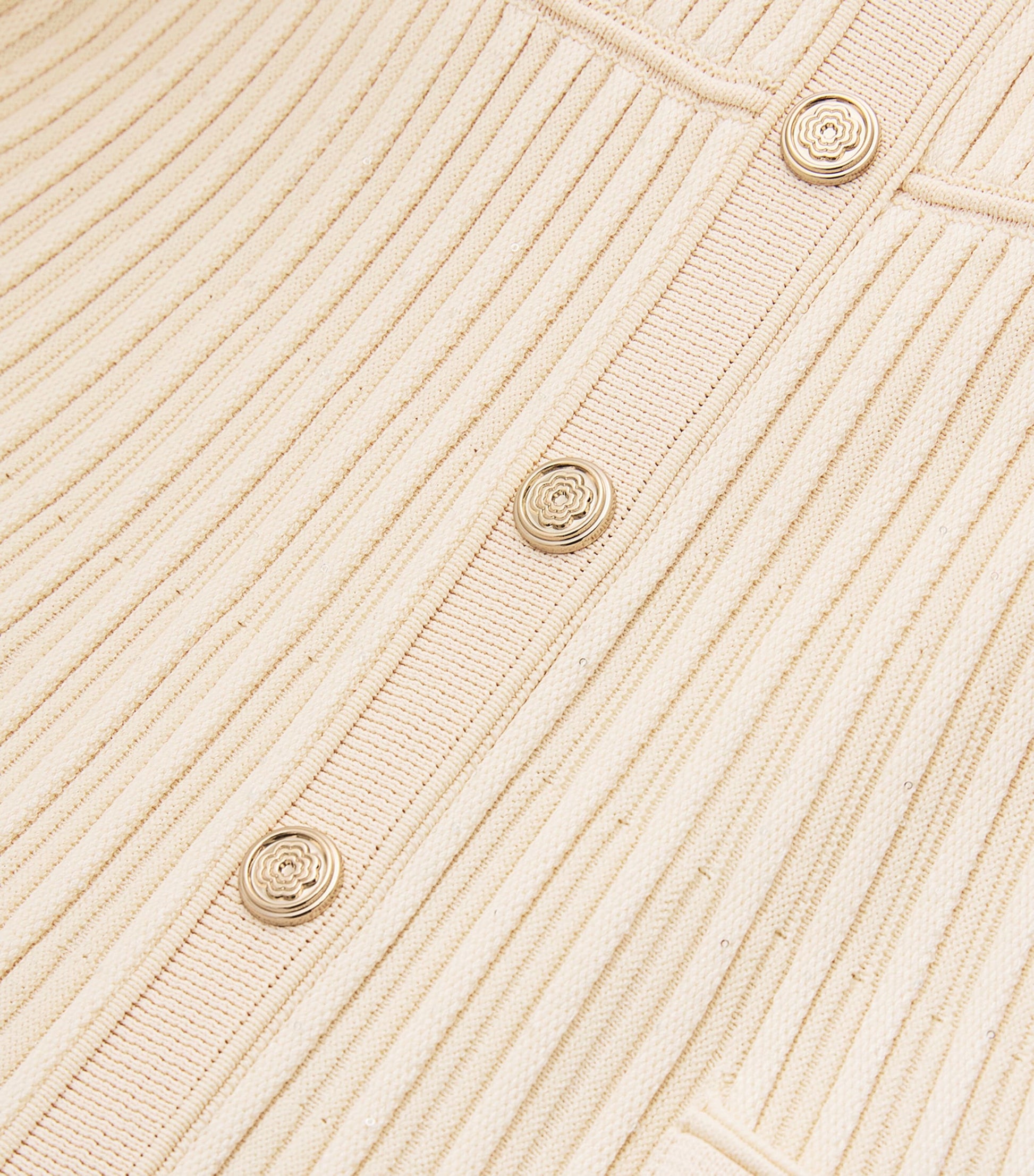 Neutral Sequinned Ribbed Midi Dress