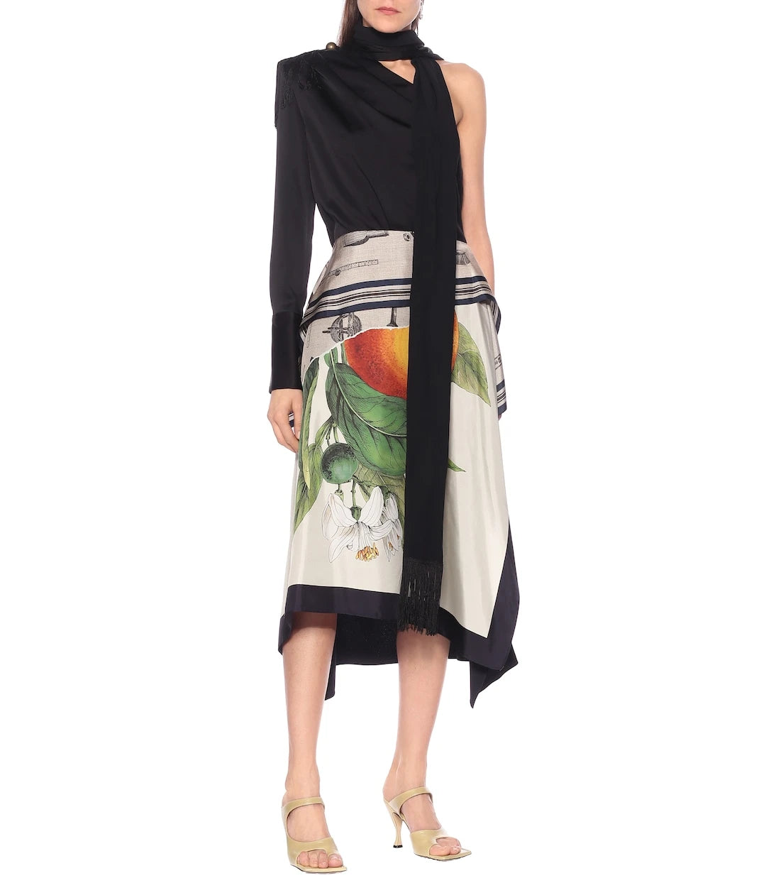 Monse - Printed silk-twill midi skirt
