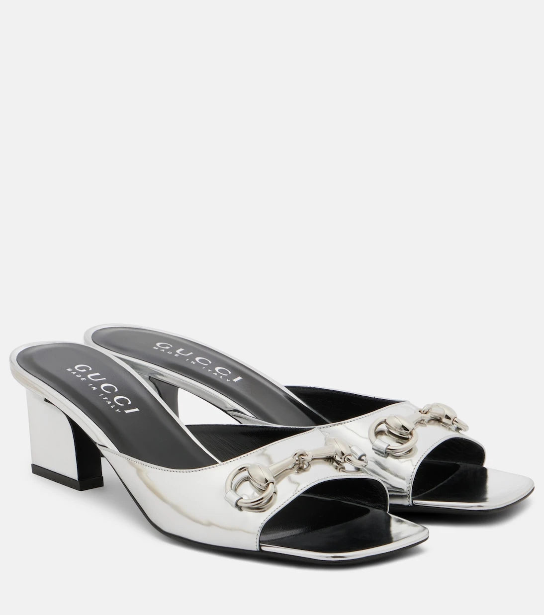 Gucci - Signora Horsebit metallic leather mules