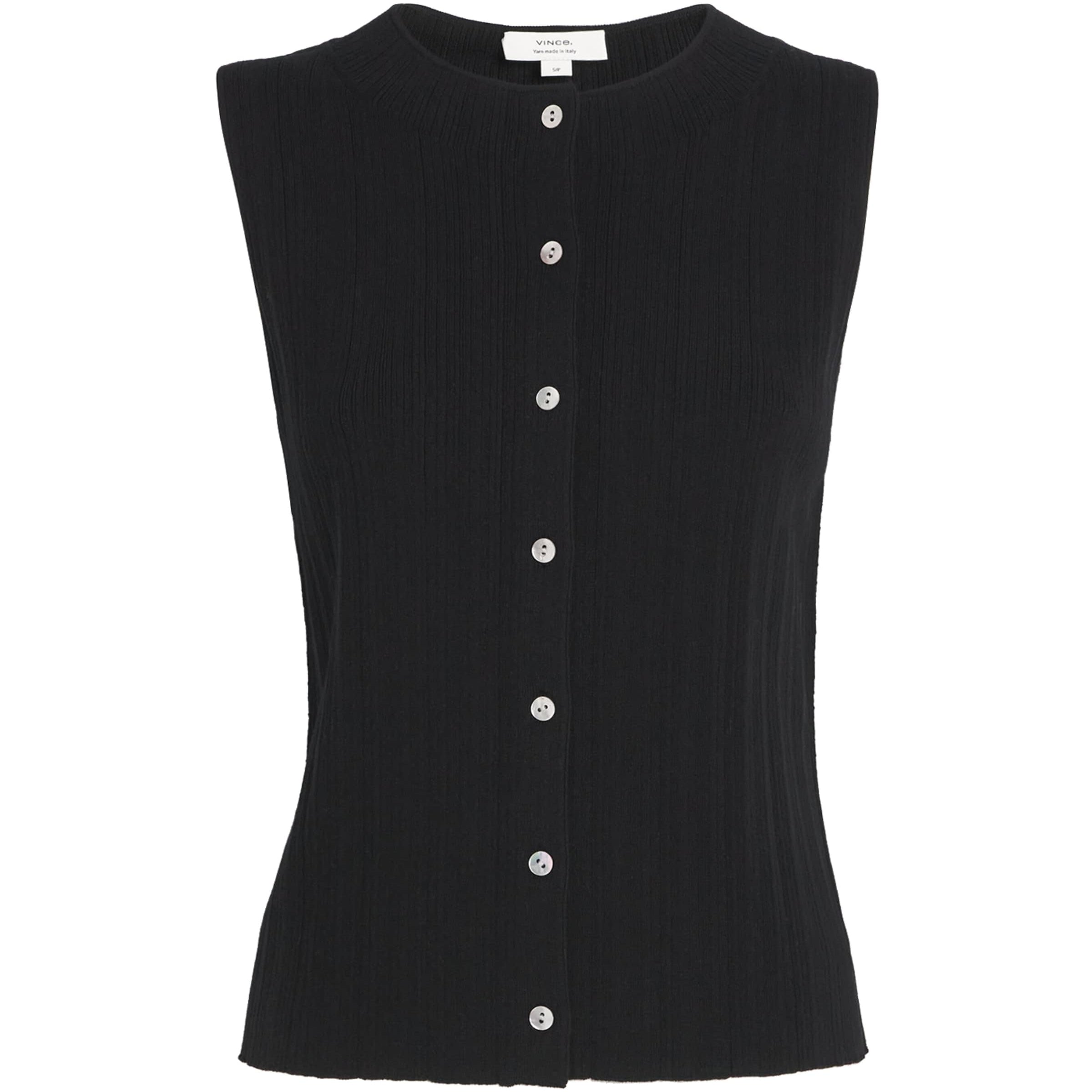 Vince Black Sleeveless Button-Up Top